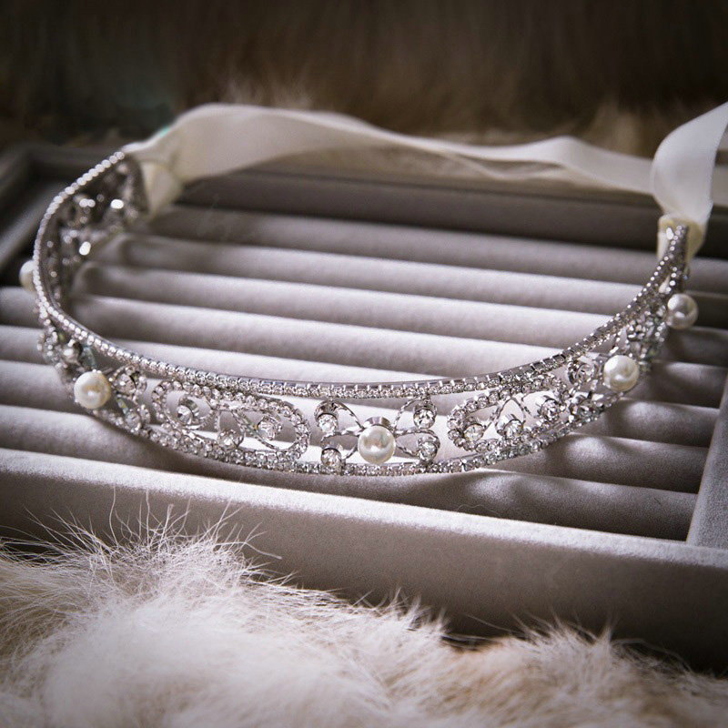 Luxury Wedding Jewelry Crystal Pearl Tassel Tiaras Bridal Rhinestone Crown Hair Accessories