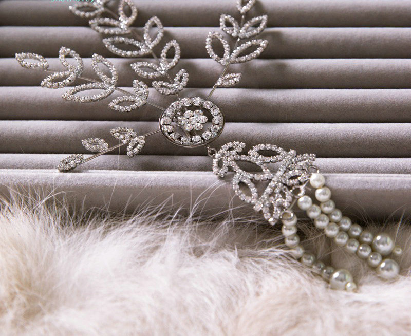 Luxury Wedding Jewelry Crystal Pearl Tassel Tiaras Bridal Rhinestone Crown Hair Accessories