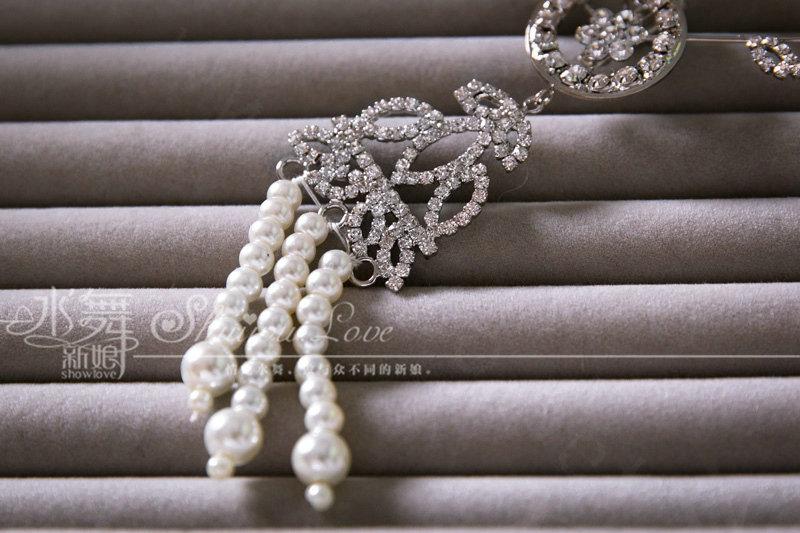 Luxury Wedding Jewelry Crystal Pearl Tassel Tiaras Bridal Rhinestone Crown Hair Accessories