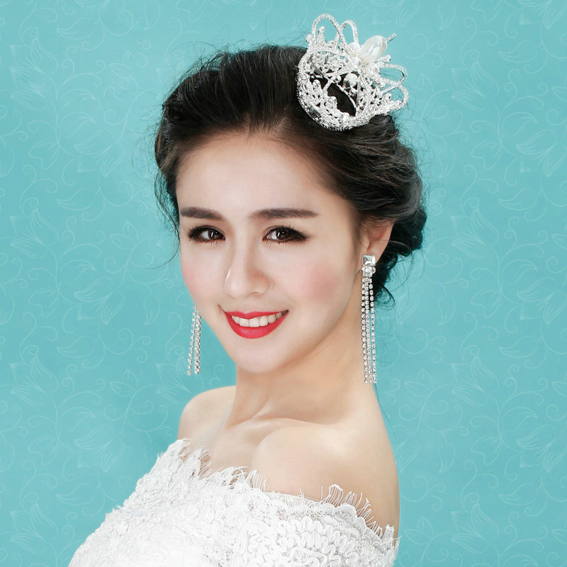 Luxury Wedding Jewelry Crystal small Ring Pearl Flower Tiaras Bridal Rhinestone Crown Hair Accessories