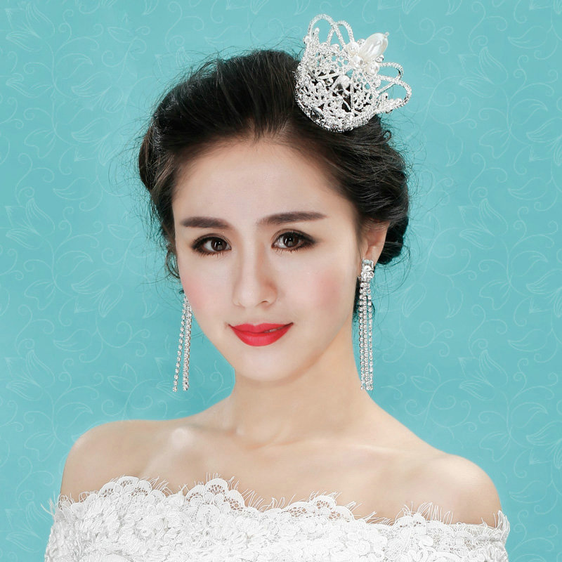 Luxury Wedding Jewelry Crystal small Ring Pearl Flower Tiaras Bridal Rhinestone Crown Hair Accessories