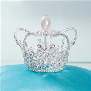Luxury Wedding Jewelry Crystal small Ring Pearl Flower Tiaras Bridal Rhinestone Crown Hair Accessories
