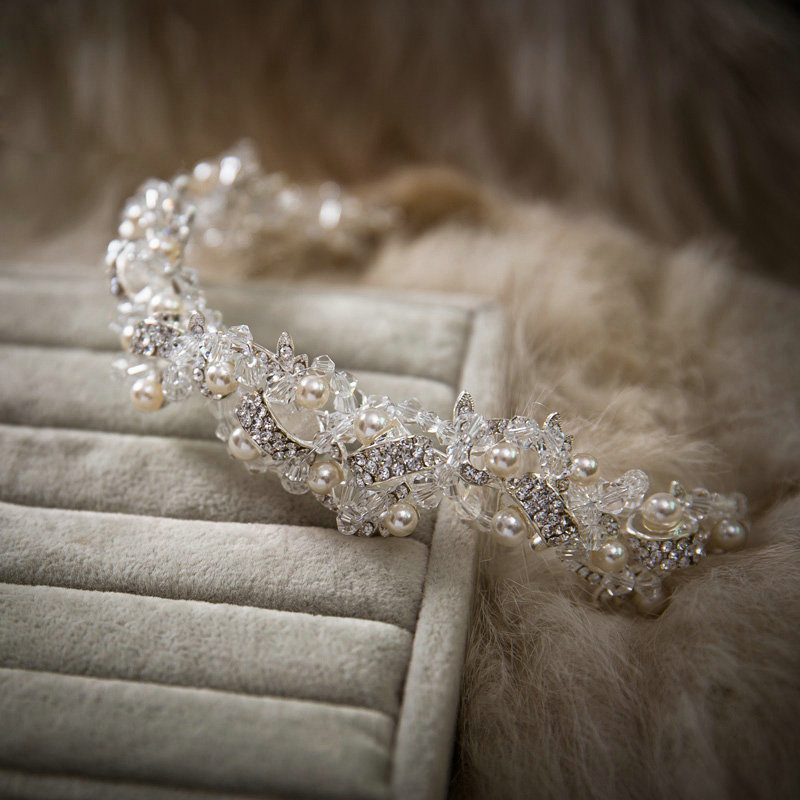 Luxury Wedding Jewelry Pearl Crystal Beads Hairwear Bridal Rhinestone Headband Hair Hoop Accessories