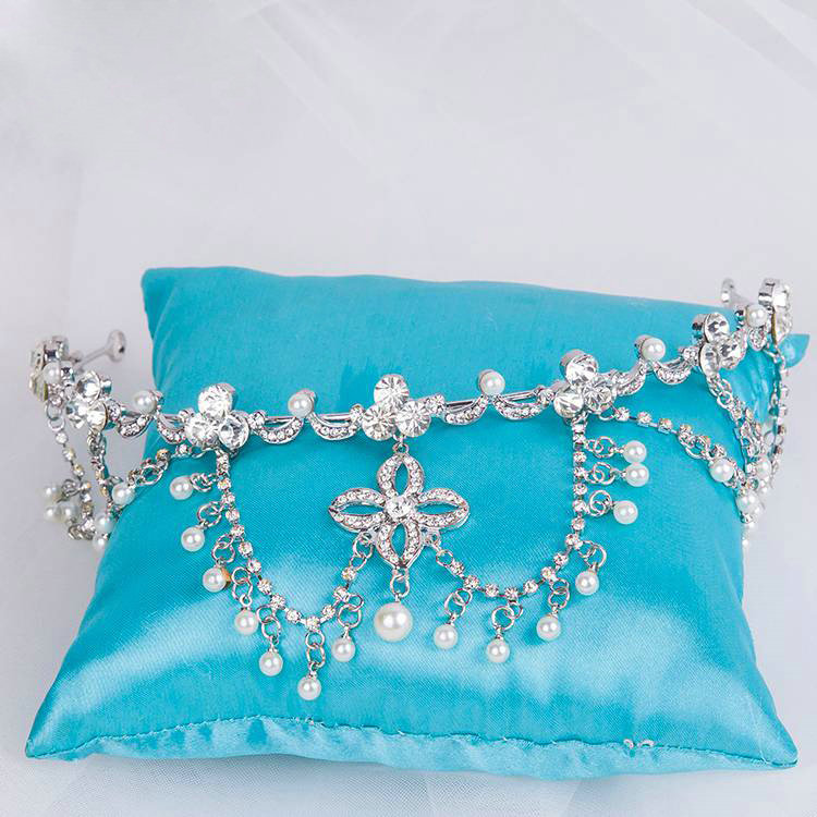 Luxury Wedding Jewelry Pearl Crystal Tassel Tiaras Bridal Rhinestone Headband Hair Hoop Accessories