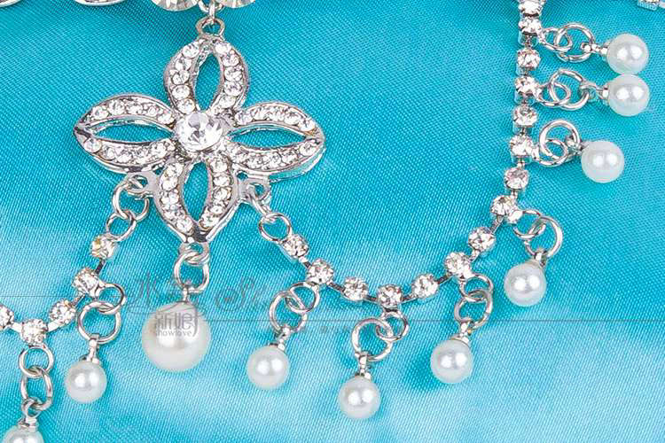 Luxury Wedding Jewelry Pearl Crystal Tassel Tiaras Bridal Rhinestone Headband Hair Hoop Accessories