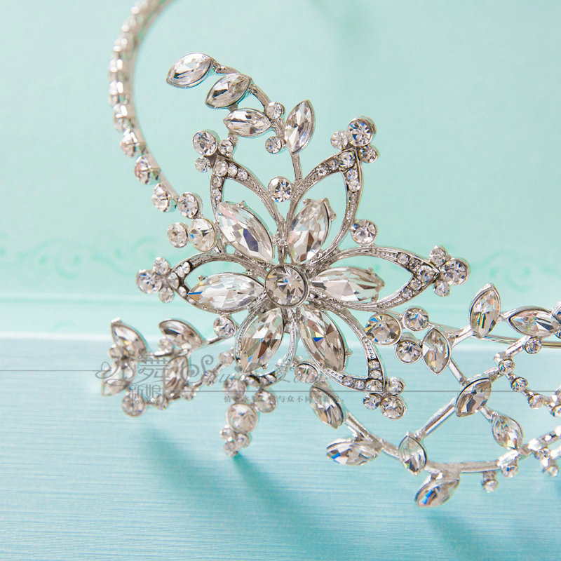 Luxury Wedding Jewelry Sets Crystal Flower Tiara & Earrings & Bridal Lace Necklace Shoulder Accessories