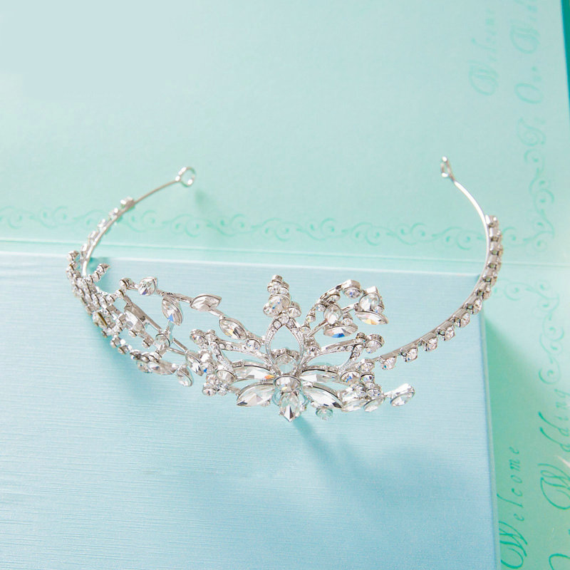 Luxury Wedding Jewelry Sets Crystal Flower Tiara & Earrings & Bridal Lace Necklace Shoulder Accessories