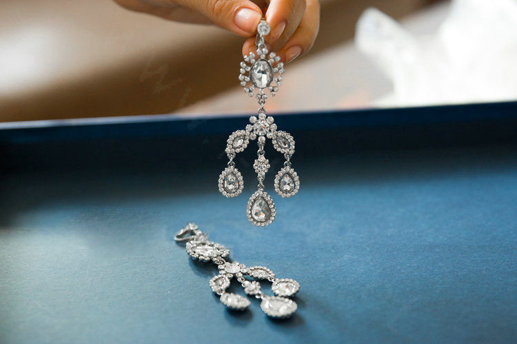 Luxury Wedding Jewelry Sets Earrings & Bridal Crystal Flower Tassel Necklace Shoulder Accessories