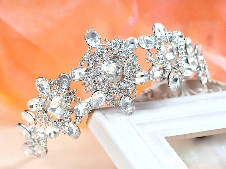 Luxury Wedding Jewelry Sets for Bridal Crystal Water-drop Tiara & Earrings & Rhinestone Necklace