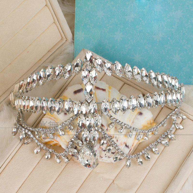 Luxury Wedding Jewelry Water-drop Tassel Crystal Tiaras Bridal Headband Rhinestone Hair Accessories
