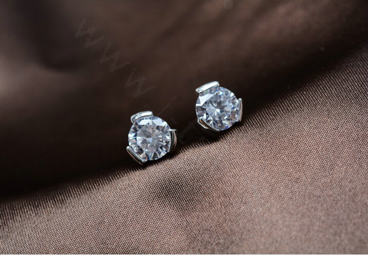 Simple Banquet Wedding Jewelry Sets Diamond Stud Earrings & Bridal Zircon Statement Necklace