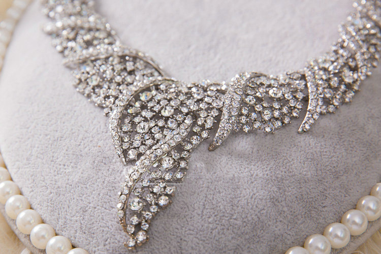 Unique Fashion Wedding Jewelry Sets Crystal Diamond Earrings & Bridal Statement Necklace