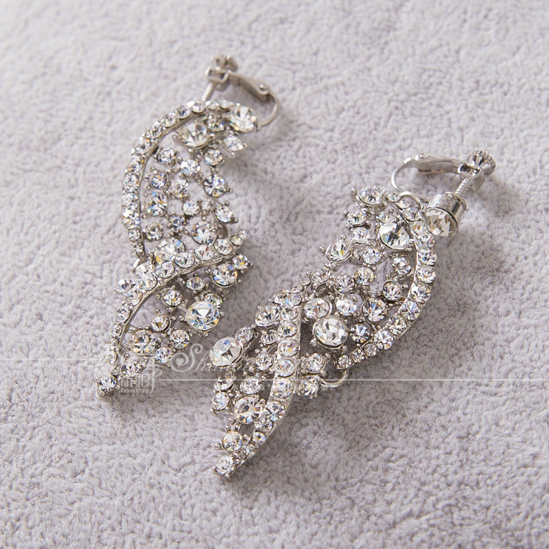 Unique Fashion Wedding Jewelry Sets Crystal Diamond Earrings & Bridal Statement Necklace