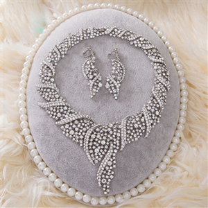 Unique Fashion Wedding Jewelry Sets Crystal Diamond Earrings & Bridal Statement Necklace