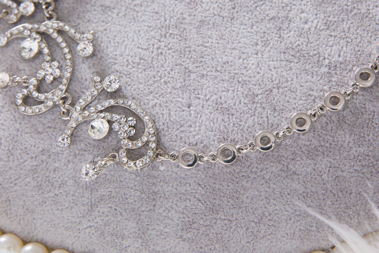 Unique Fashion Wedding Jewelry Sets Crystal Flower Earrings & Bridal Tassel Rhinestone Necklace