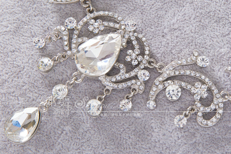 Unique Fashion Wedding Jewelry Sets Crystal Flower Earrings & Bridal Tassel Rhinestone Necklace