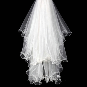 Classic Romantic Cathedral Crimping Fluffy Multilayer White Bridal Wedding Veil / Bride Care Cloth