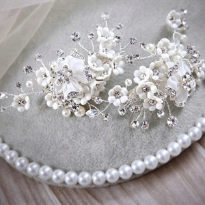 Elegant Wedding Hair Clip Jewelry By hand Pearl Crystal Flower Bridal Hair Pin Accessories