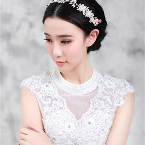 Elegant Wedding Headdress Pearl Flower Crystal Rhinestone Bridal Headband Hair Comb Accessories