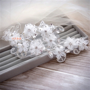 Elegant Wedding Headdress Rhinestone Crystal Lace Flower Bridal Headband Hair Accessories