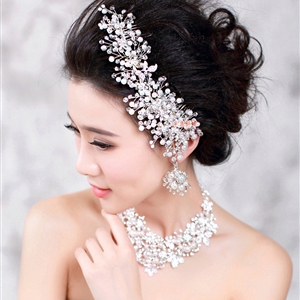 Elegant Wedding Pearl Crystal Beads Flower Rhinestone Bridal Headband Hair Comb Accessories