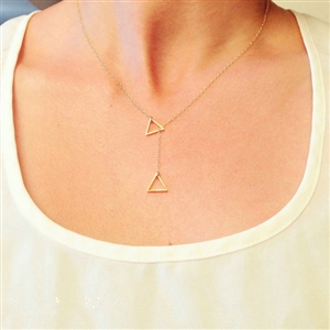 European Fashion Across Triangle Gold-plated Necklace Golden Clavicle Chain For Women