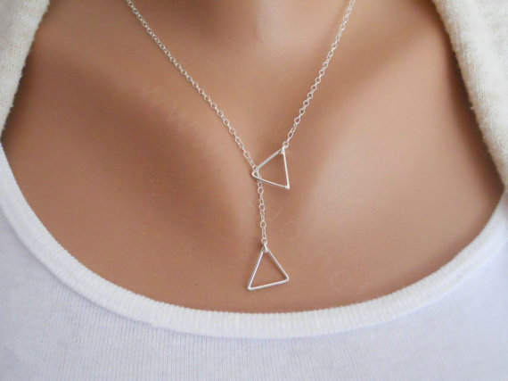 European Fashion Across Triangle Gold-plated Necklace Silver Clavicle Chain For Women