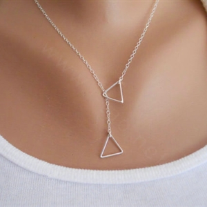 European Fashion Across Triangle Gold-plated Necklace Silver Clavicle Chain For Women