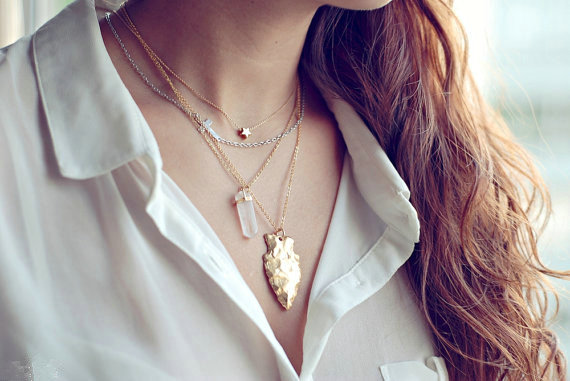 European Fashion Women Multi layer Gold-plated Cross Irregular Metal Pendant Necklace Clavicle Chain