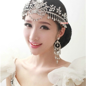 European Wedding Flower Rhinestone Crystal Tassel Water-drop Tiaras Bridal Large Crown Hair Accessories