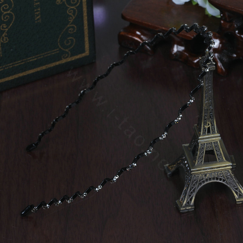 Fashion Man Woman Grey Rhinestone Ultrathin Alloy Waves HeadBand Girls Hair Hoop Accessories