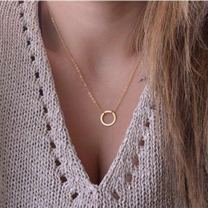 Fashion Personality Simple Women Metal Circle Ring Gold-plated Short Necklace Clavicle Chain