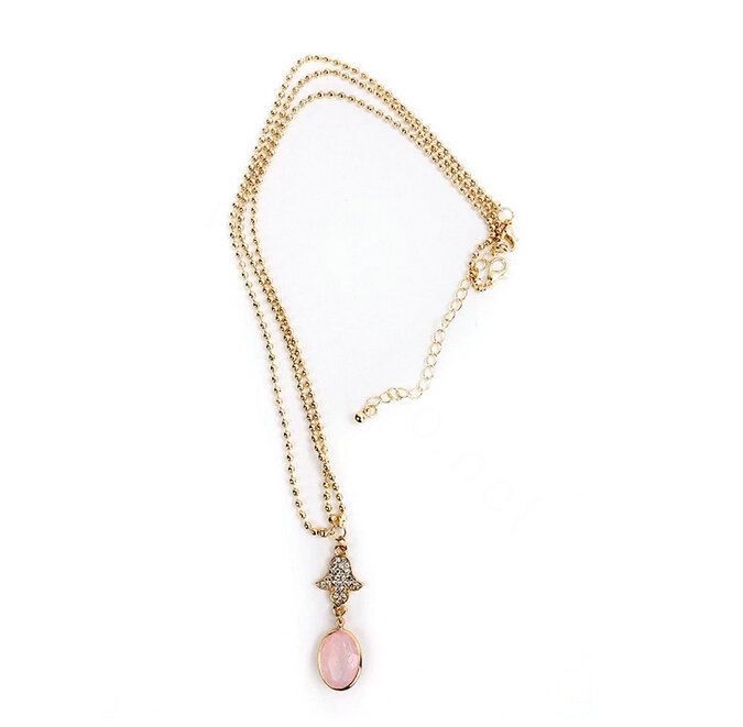 Fashion Personality Woman Bohemia Pink Crystal Pendant Alloy Beads Chain Headband Hair Accessories