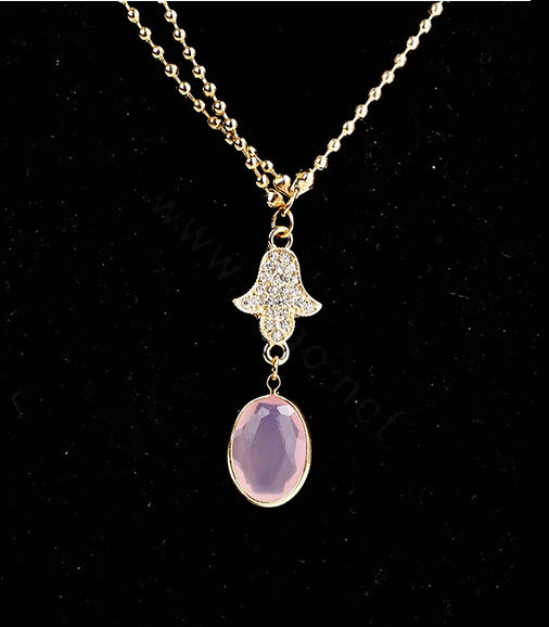 Fashion Personality Woman Bohemia Pink Crystal Pendant Alloy Beads Chain Headband Hair Accessories