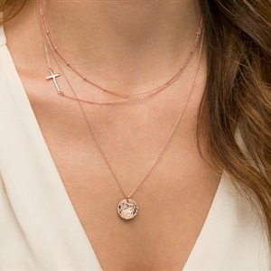 Fashion Personality Women Gold-plated Multi layer Metal Cross Sequins Necklace Clavicle Chain
