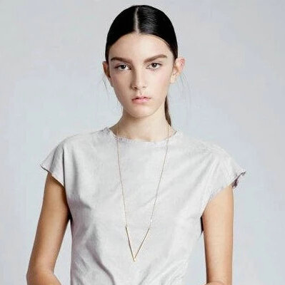 Fashion Personality Women Long Metal V shape Triangle Gold-plated Necklace Clavicle Chain