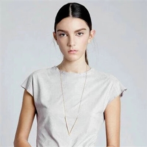 Fashion Personality Women Long Metal V shape Triangle Gold-plated Necklace Clavicle Chain