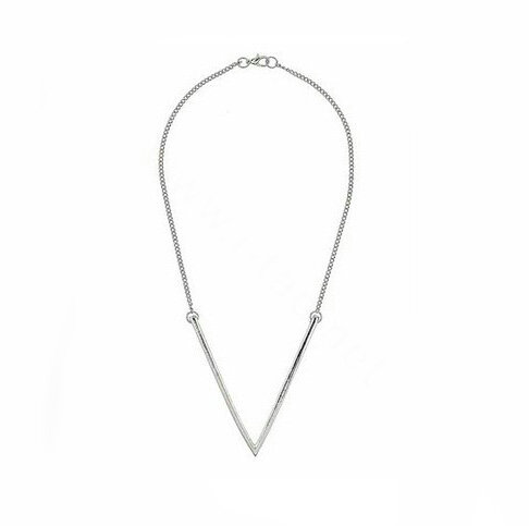 Fashion Personality Women Long Silver Metal V shape Triangle Gold-plated Necklace Clavicle Chain
