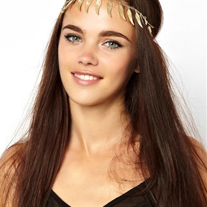 Fashion Retro Woman Alloy Angel wings Feather Tassel Chain Elastic Headband Hair Band Accessories