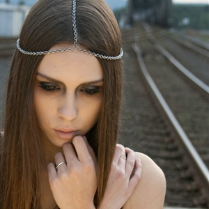 Fashion Simple Woman Alloy Single layer Tassel Chain Punk Headband Hair bands Accessories