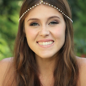 Fashion Simple Woman Gold Plated Alloy Bling Pearl Chain Headband Hair bands Accessories