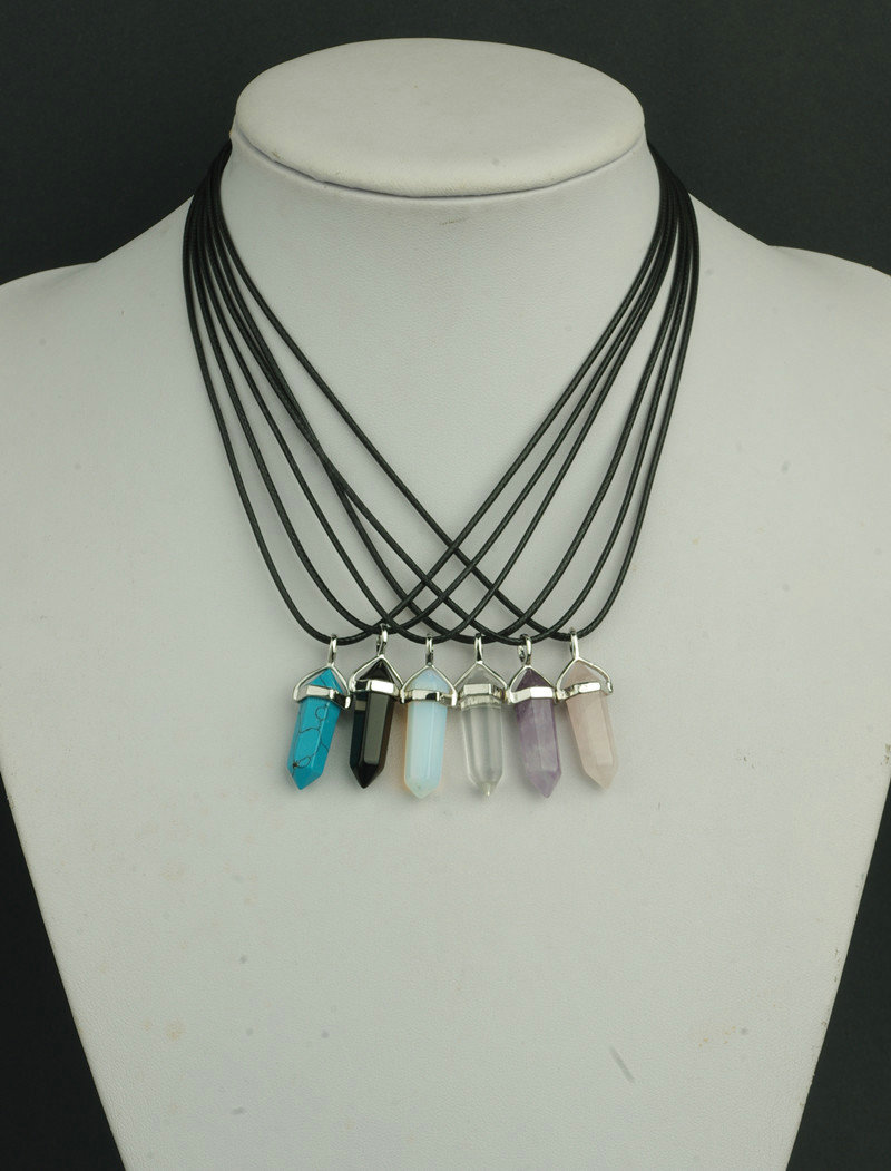 Fashion Simple Women Clear Glass Crystal Diamond Pendant Necklace Leather Rope Clavicle Chain