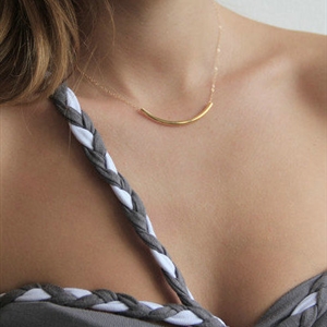 Fashion Simple Women Gold-plated Short Metal U shape Tube Necklace Clavicle Chain