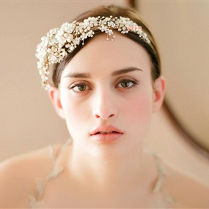 Fashion Wedding Jewellery Rhinestone Pearl Crystal Beads Tiaras Bridal Crown Hair Hoop Accessories