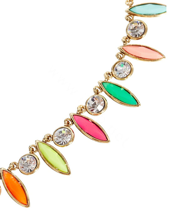 Fashion Woman Colored Gemstones Crystal Alloy Chain Gold Plated Elastic Headband Hair Accessories