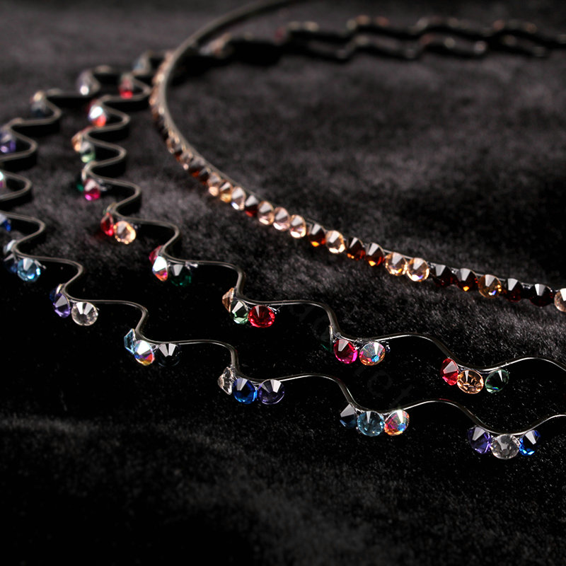 Fashion Woman Multicolour Rhinestone Ultrathin Alloy Waves HeadBand Girls Hair Hoop Accessories