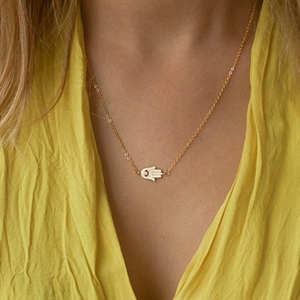 Fashion Women Simple Retro Metal Hands of Fatima Gold-plated Necklace Clavicle Chain