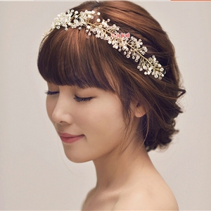 Fashionable Wedding Headdress By hand Pearl Crystal Beads Flower Bridal Headband Hair Accessories