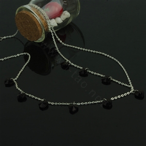 Fashionable Woman Gold Plated Black Peach heart Pendant Tassel Hair Headband Accessories