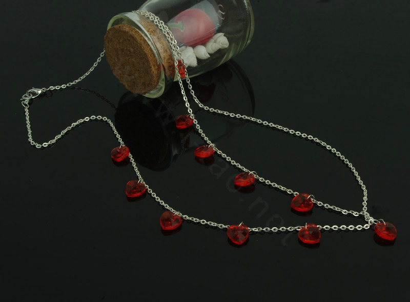 Fashionable Woman Gold Plated Red Peach heart Pendant Tassel Hair Headband Accessories